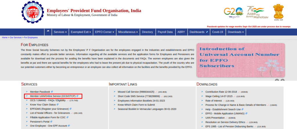 Click Member UAN - Online Service